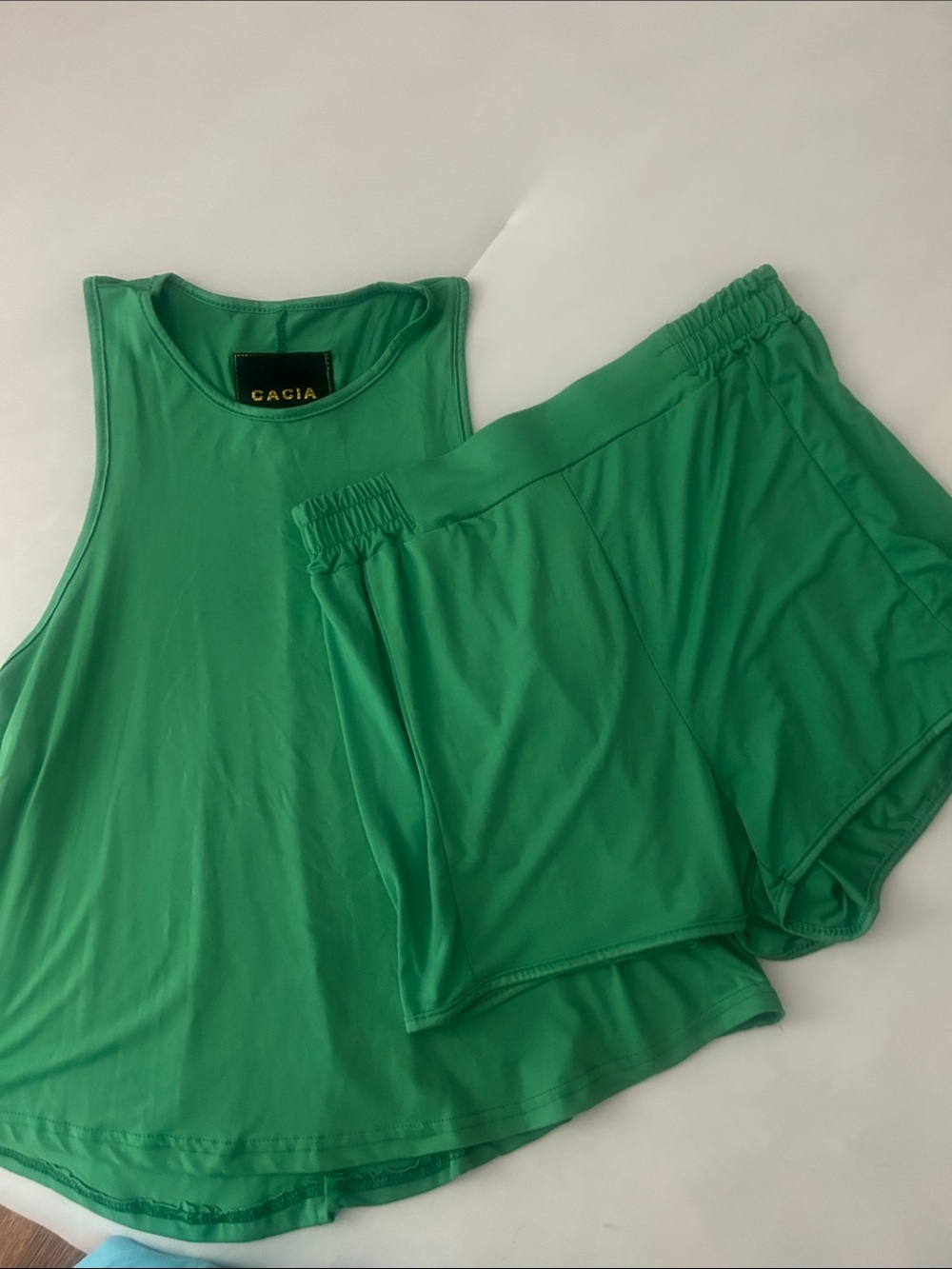 Cacia Green Tank Top and Shorts Set